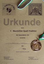 Spaß-Triathlon - Urkunde und Medaille